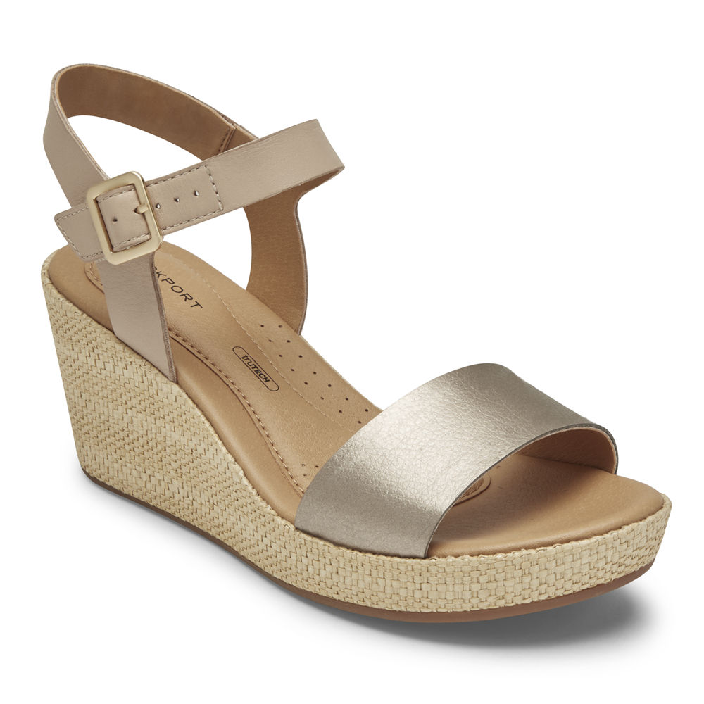 Sandálias Rockport Mulher Prateadas - Lyla Ankle-Strap - 30185WUZD